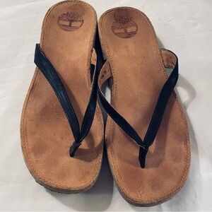 Timberland Women’s Thong Sandals Black Leather Size 8